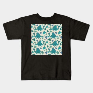 Turquoise Blue Dragon and Wing Pattern Kids T-Shirt